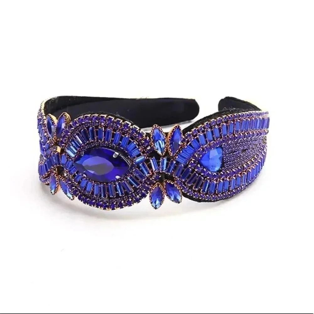 MARIELLA Art Deco Rhinestone Headband ROYAL BLUE